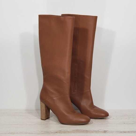 Cole Haan  Camel Brown Leather Heeled Knee Boots  Women's Size 10.5B - Picture 1 of 10